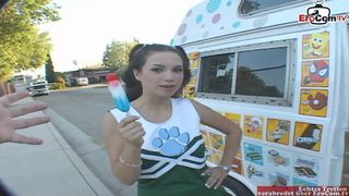 18yo brunette college candy teen with small tits in a car